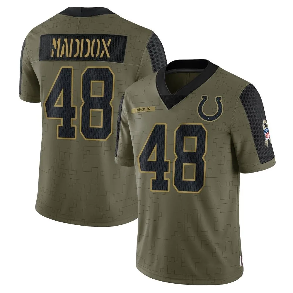 Youth Indianapolis Colts Aaron Maddox Nike 2021 Salute To Service Limited Olive Jersey Youth Indianapolis Colts Aaron Maddox Nike 2021 Salute To Service Limited Olive Jersey