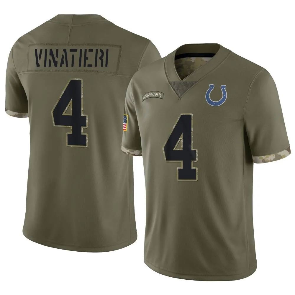 Men's Indianapolis Colts Adam Vinatieri Nike 2022 Salute To Service Limited Olive Jersey Men's Indianapolis Colts Adam Vinatieri Nike 2022 Salute To Service Limited Olive Jersey