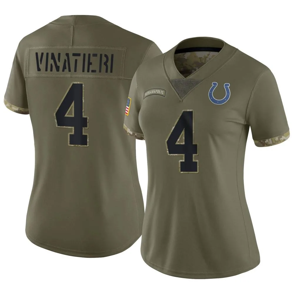 Women's Indianapolis Colts Adam Vinatieri Nike 2022 Salute To Service Limited Olive Jersey Women's Indianapolis Colts Adam Vinatieri Nike 2022 Salute To Service Limited Olive Jersey