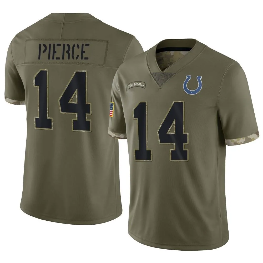 Men's Indianapolis Colts Alec Pierce Nike 2022 Salute To Service Limited Olive Jersey Men's Indianapolis Colts Alec Pierce Nike 2022 Salute To Service Limited Olive Jersey