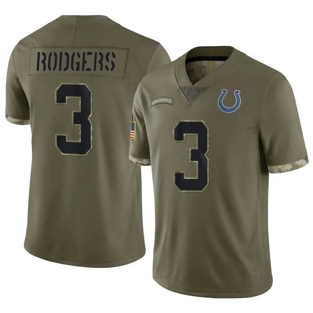 Men's Indianapolis Colts Amari Rodgers Nike 2022 Salute To Service Limited Olive Jersey Men's Indianapolis Colts Amari Rodgers Nike 2022 Salute To Service Limited Olive Jersey