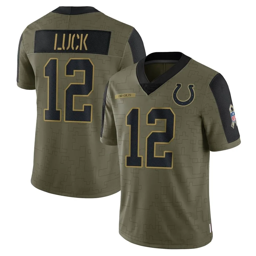 Men's Indianapolis Colts Andrew Luck Nike 2021 Salute To Service Limited Olive Jersey Men's Indianapolis Colts Andrew Luck Nike 2021 Salute To Service Limited Olive Jersey