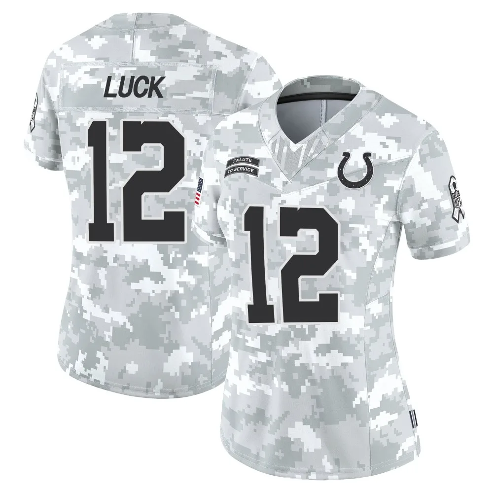 Women's Indianapolis Colts Andrew Luck Nike 2024 Salute to Service Limited Arctic Camo Jersey Women's Indianapolis Colts Andrew Luck Nike 2024 Salute to Service Limited Arctic Camo Jersey