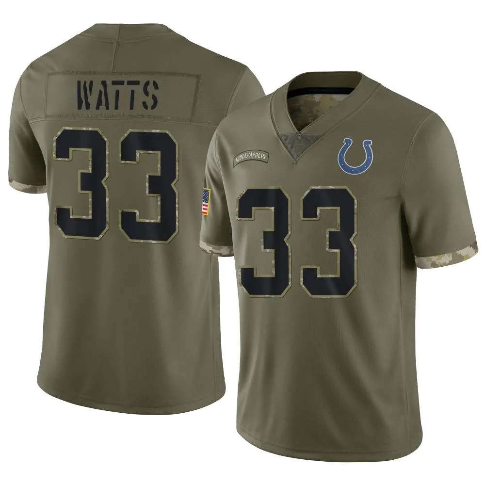 Men's Indianapolis Colts Armani Watts Nike 2022 Salute To Service Limited Olive Jersey Men's Indianapolis Colts Armani Watts Nike 2022 Salute To Service Limited Olive Jersey
