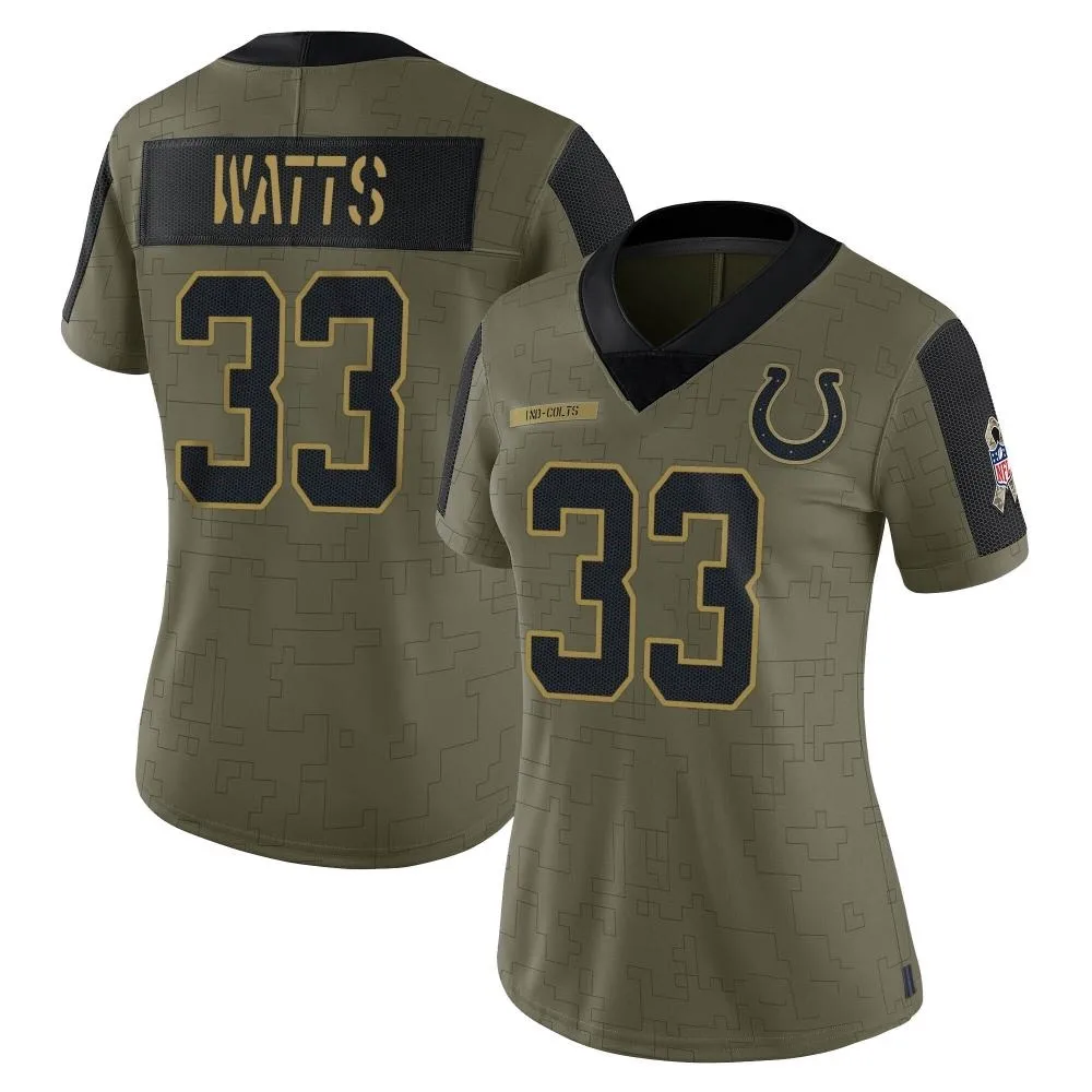 Women's Indianapolis Colts Armani Watts Nike 2021 Salute To Service Limited Olive Jersey Women's Indianapolis Colts Armani Watts Nike 2021 Salute To Service Limited Olive Jersey
