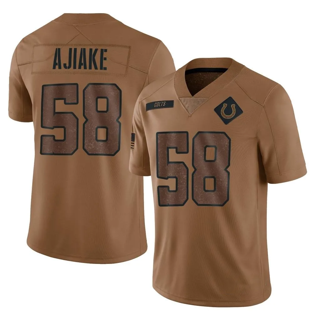 Men's Indianapolis Colts Austin Ajiake Nike 2023 Salute To Service Limited Brown Jersey Men's Indianapolis Colts Austin Ajiake Nike 2023 Salute To Service Limited Brown Jersey
