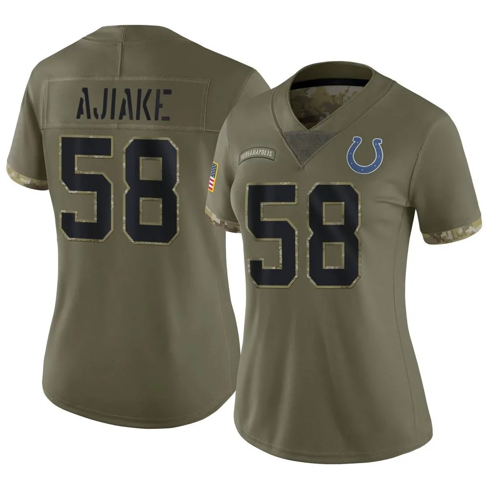 Women's Indianapolis Colts Austin Ajiake Nike 2022 Salute To Service Limited Olive Jersey Women's Indianapolis Colts Austin Ajiake Nike 2022 Salute To Service Limited Olive Jersey