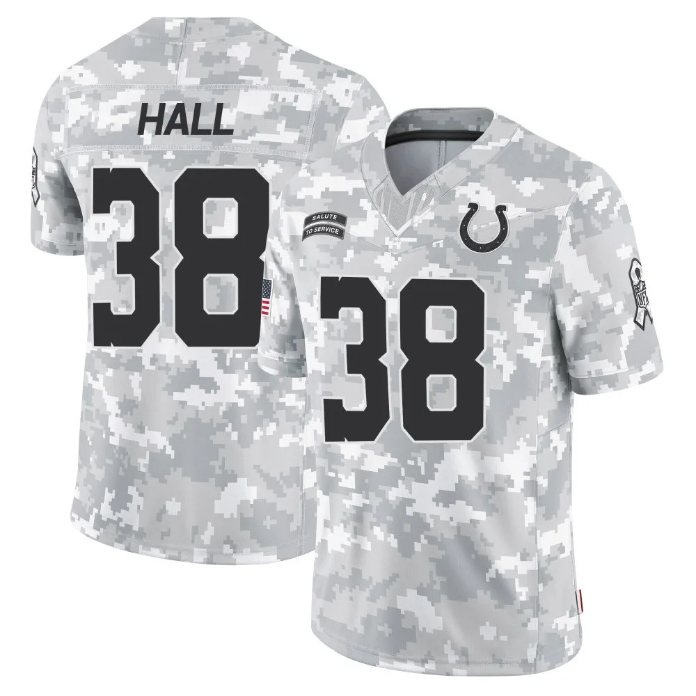 Men's Indianapolis Colts Darren Hall Nike 2024 Salute to Service Limited Arctic Camo Jersey Men's Indianapolis Colts Darren Hall Nike 2024 Salute to Service Limited Arctic Camo Jersey