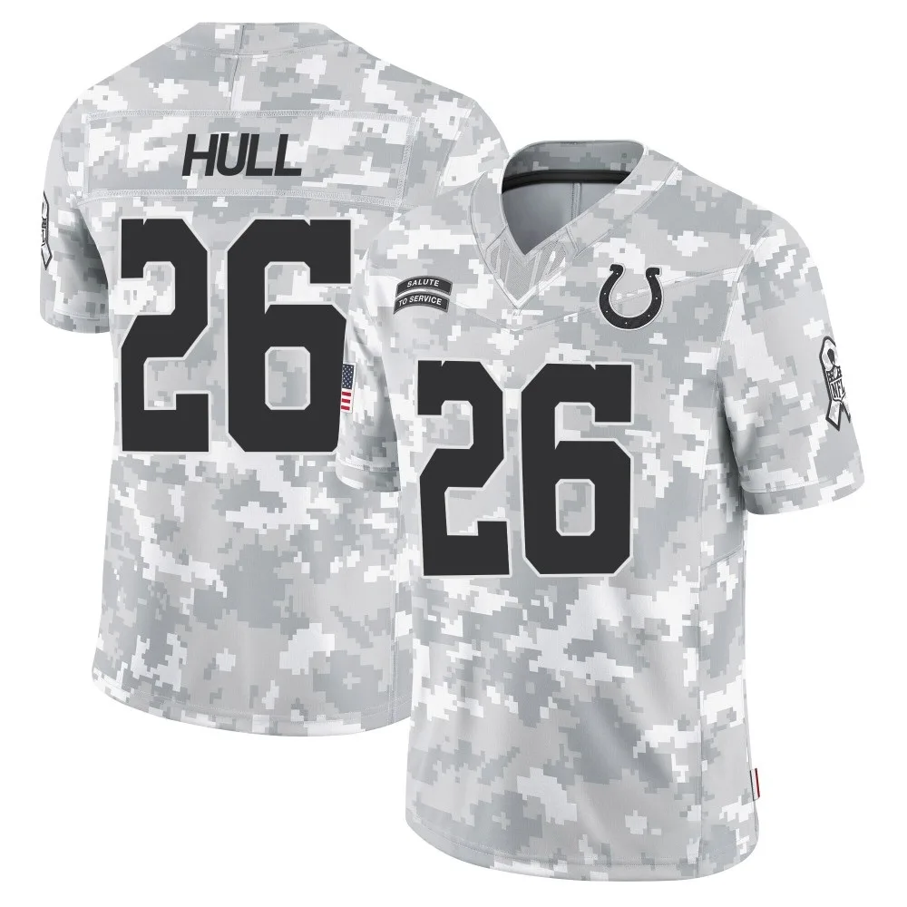Men's Indianapolis Colts Evan Hull Nike 2024 Salute to Service Limited Arctic Camo Jersey Men's Indianapolis Colts Evan Hull Nike 2024 Salute to Service Limited Arctic Camo Jersey