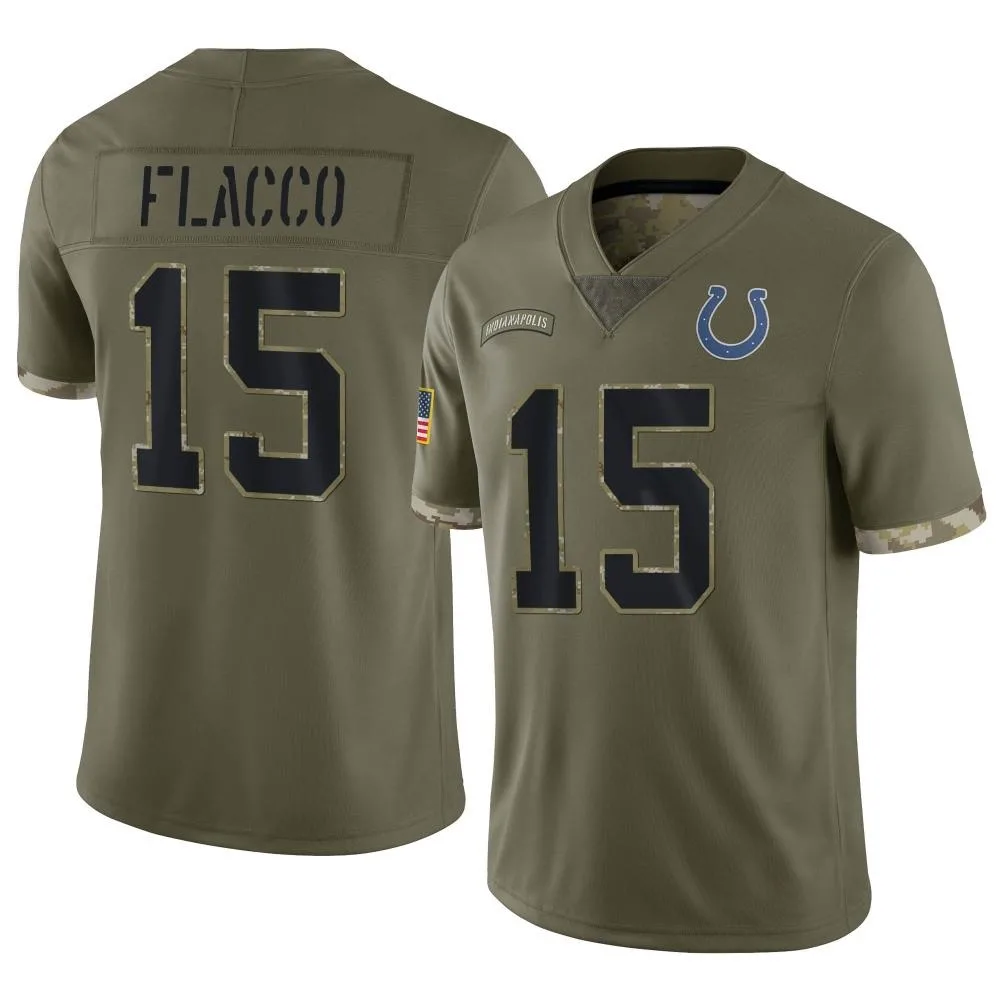 Youth Indianapolis Colts Joe Flacco Nike 2022 Salute To Service Limited Olive Jersey Youth Indianapolis Colts Joe Flacco Nike 2022 Salute To Service Limited Olive Jersey