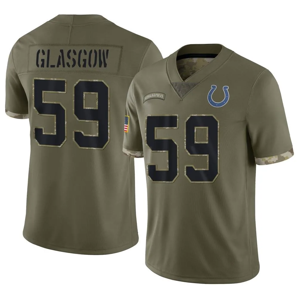 Men's Indianapolis Colts Jordan Glasgow Nike 2022 Salute To Service Limited Olive Jersey Men's Indianapolis Colts Jordan Glasgow Nike 2022 Salute To Service Limited Olive Jersey