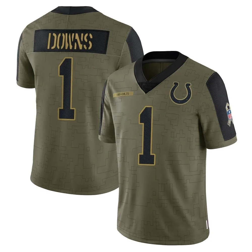 Men's Indianapolis Colts Josh Downs Nike 2021 Salute To Service Limited Olive Jersey Men's Indianapolis Colts Josh Downs Nike 2021 Salute To Service Limited Olive Jersey