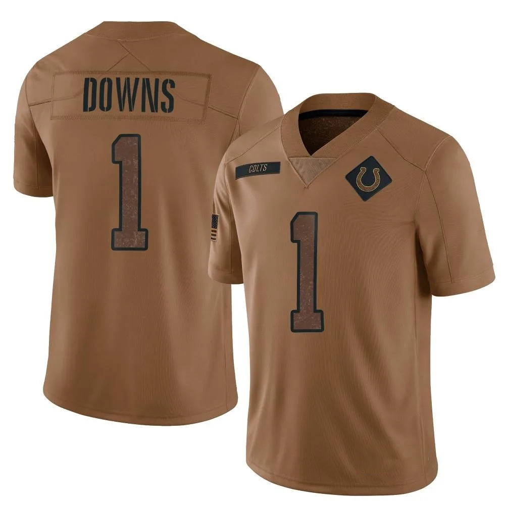 Men's Indianapolis Colts Josh Downs Nike 2023 Salute To Service Limited Brown Jersey Men's Indianapolis Colts Josh Downs Nike 2023 Salute To Service Limited Brown Jersey