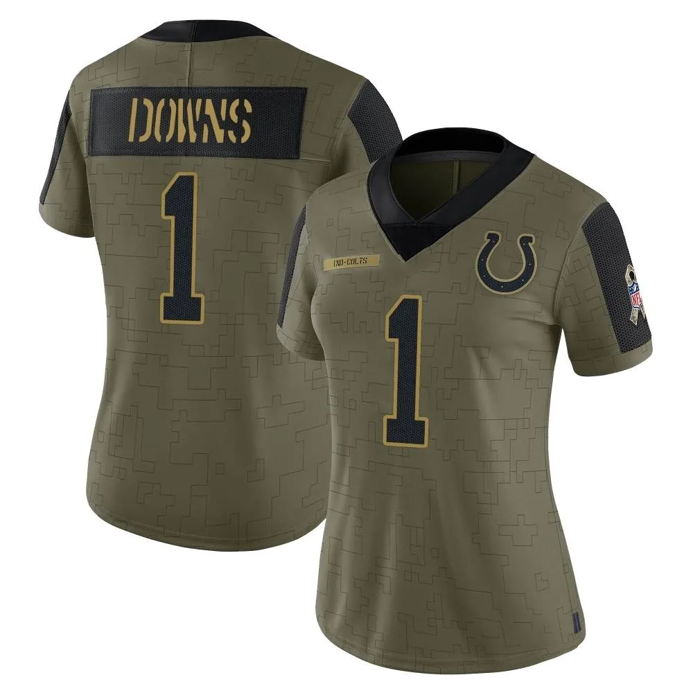 Women's Indianapolis Colts Josh Downs Nike 2021 Salute To Service Limited Olive Jersey Women's Indianapolis Colts Josh Downs Nike 2021 Salute To Service Limited Olive Jersey