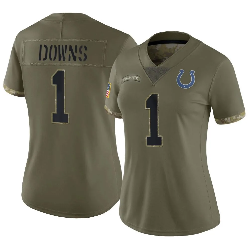 Women's Indianapolis Colts Josh Downs Nike 2022 Salute To Service Limited Olive Jersey Women's Indianapolis Colts Josh Downs Nike 2022 Salute To Service Limited Olive Jersey
