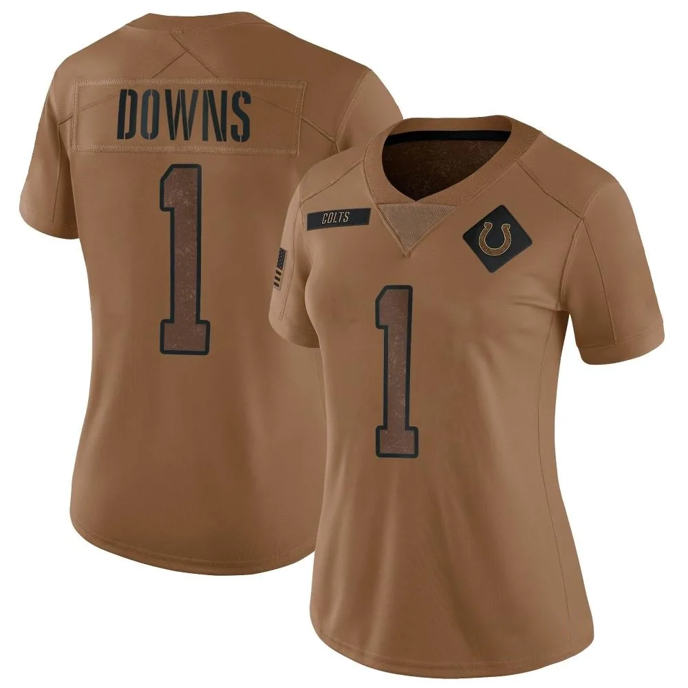 Women's Indianapolis Colts Josh Downs Nike 2023 Salute To Service Limited Brown Jersey Women's Indianapolis Colts Josh Downs Nike 2023 Salute To Service Limited Brown Jersey