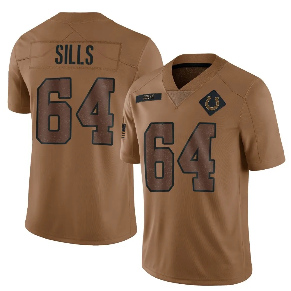 Men's Indianapolis Colts Josh Sills Nike 2023 Salute To Service Limited Brown Jersey Men's Indianapolis Colts Josh Sills Nike 2023 Salute To Service Limited Brown Jersey