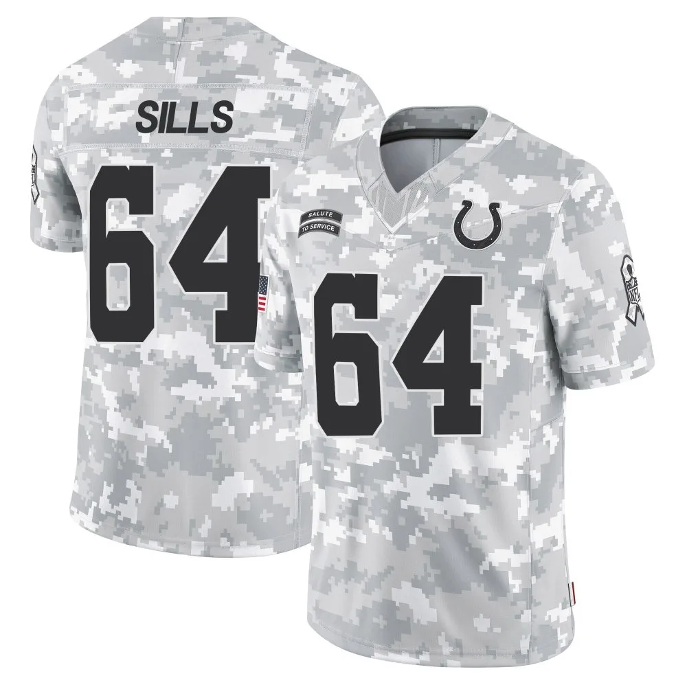 Men's Indianapolis Colts Josh Sills Nike 2024 Salute to Service Limited Arctic Camo Jersey Men's Indianapolis Colts Josh Sills Nike 2024 Salute to Service Limited Arctic Camo Jersey