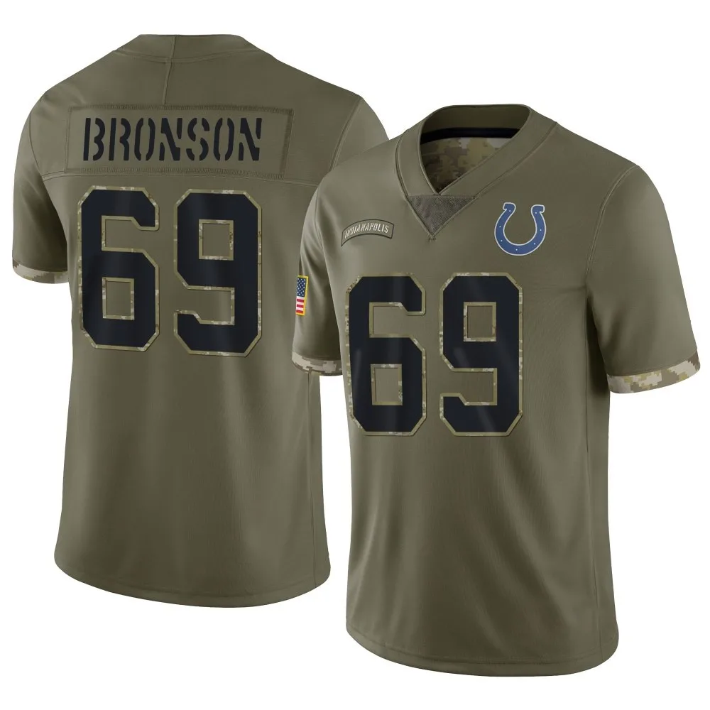Men's Indianapolis Colts Josiah Bronson Nike 2022 Salute To Service Limited Olive Jersey Men's Indianapolis Colts Josiah Bronson Nike 2022 Salute To Service Limited Olive Jersey
