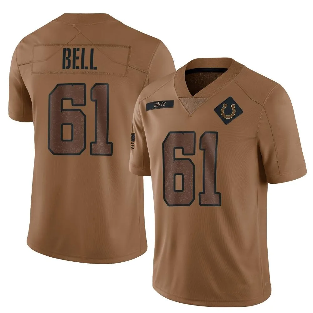 Men's Indianapolis Colts Levi Bell Nike 2023 Salute To Service Limited Brown Jersey Men's Indianapolis Colts Levi Bell Nike 2023 Salute To Service Limited Brown Jersey