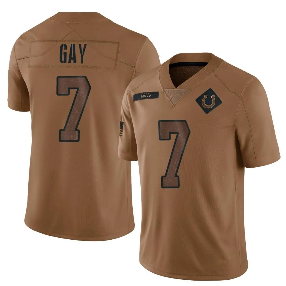 Men's Indianapolis Colts Matt Gay Nike 2023 Salute To Service Limited Brown Jersey Men's Indianapolis Colts Matt Gay Nike 2023 Salute To Service Limited Brown Jersey