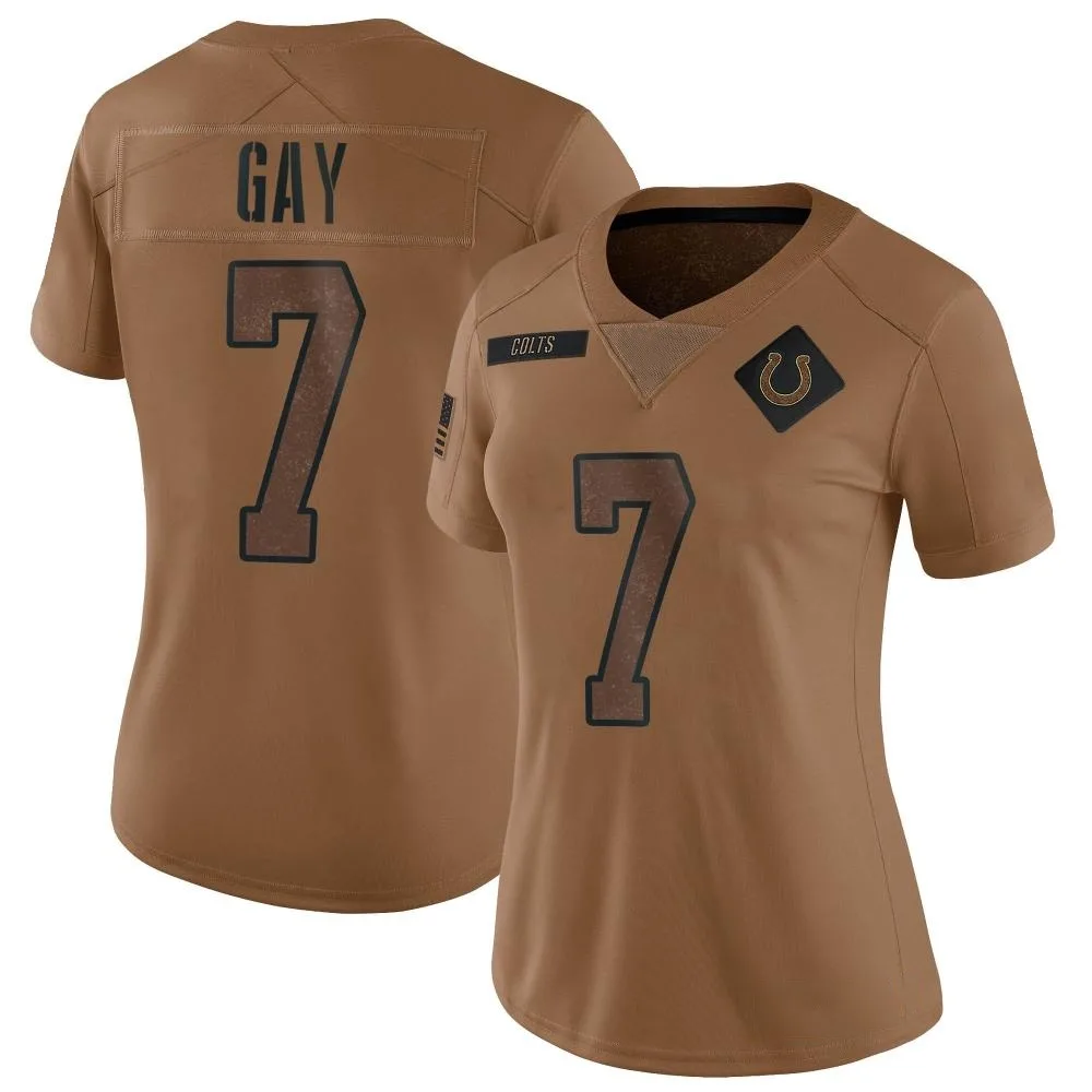 Women's Indianapolis Colts Matt Gay Nike 2023 Salute To Service Limited Brown Jersey Women's Indianapolis Colts Matt Gay Nike 2023 Salute To Service Limited Brown Jersey