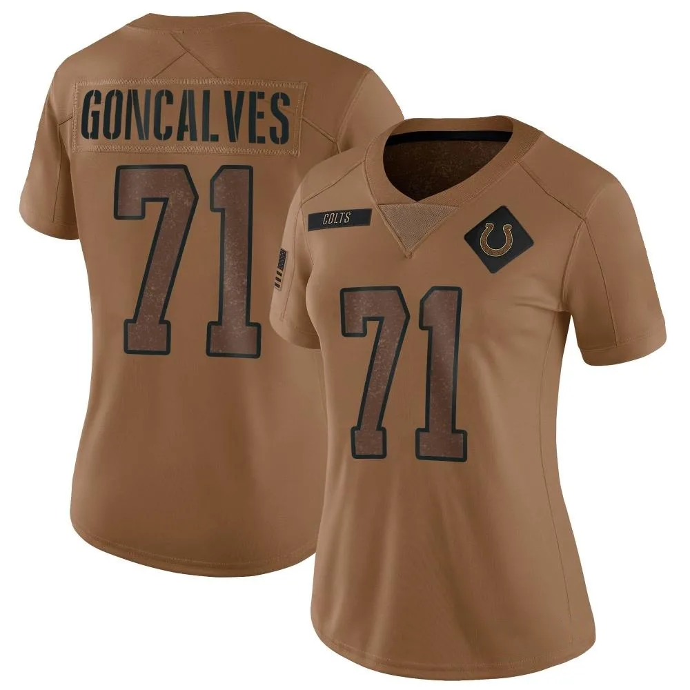 Women's Indianapolis Colts Matt Goncalves Nike 2023 Salute To Service Limited Brown Jersey Women's Indianapolis Colts Matt Goncalves Nike 2023 Salute To Service Limited Brown Jersey