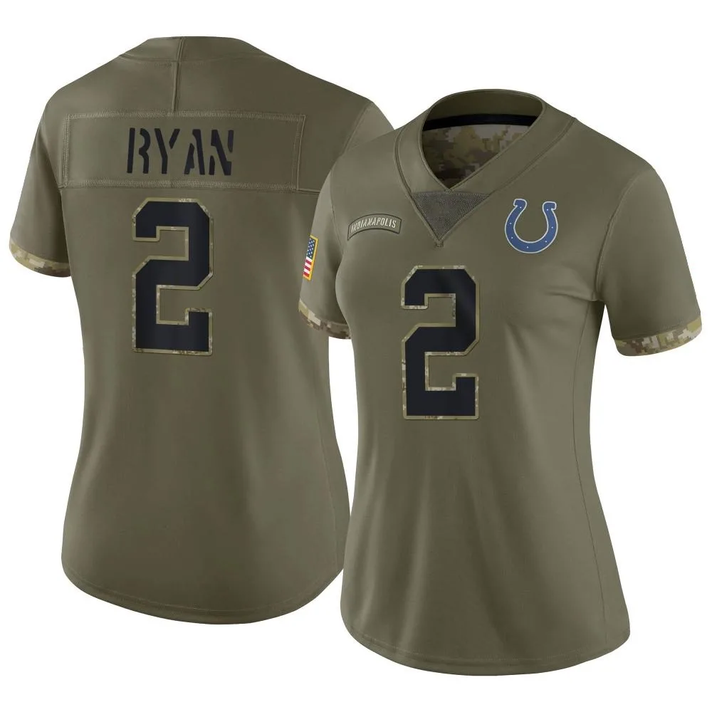 Women's Indianapolis Colts Matt Ryan Nike 2022 Salute To Service Limited Olive Jersey Women's Indianapolis Colts Matt Ryan Nike 2022 Salute To Service Limited Olive Jersey