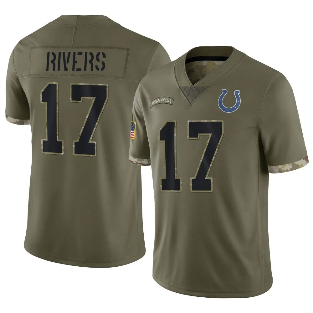 Men's Indianapolis Colts Philip Rivers Nike 2022 Salute To Service Limited Olive Jersey Men's Indianapolis Colts Philip Rivers Nike 2022 Salute To Service Limited Olive Jersey