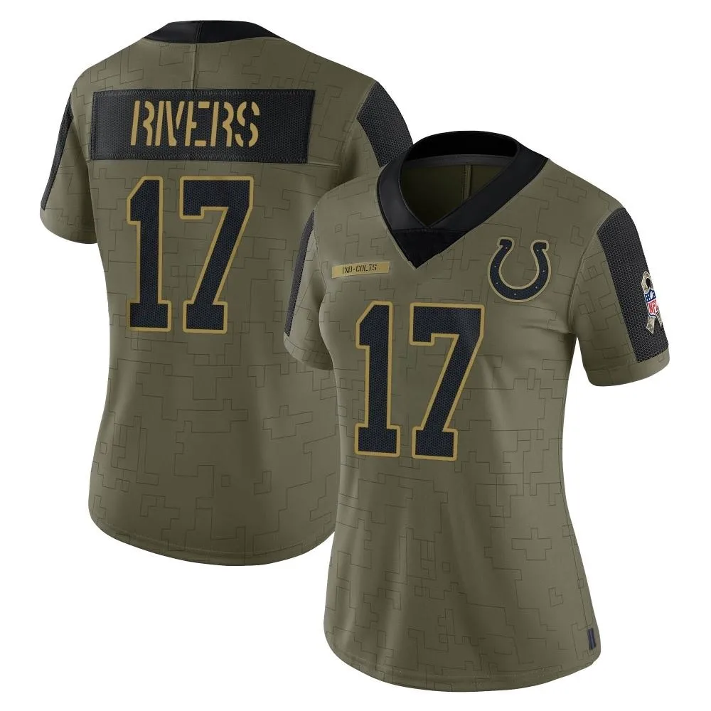 Women's Indianapolis Colts Philip Rivers Nike 2021 Salute To Service Limited Olive Jersey Women's Indianapolis Colts Philip Rivers Nike 2021 Salute To Service Limited Olive Jersey