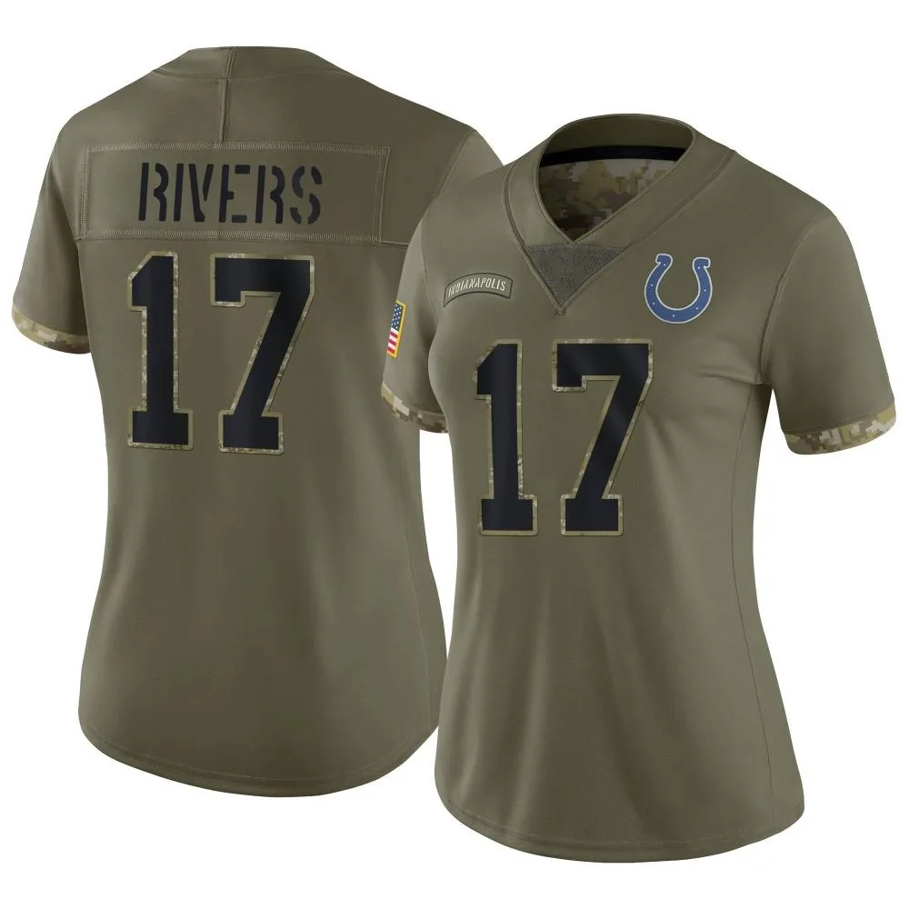 Women's Indianapolis Colts Philip Rivers Nike 2022 Salute To Service Limited Olive Jersey Women's Indianapolis Colts Philip Rivers Nike 2022 Salute To Service Limited Olive Jersey