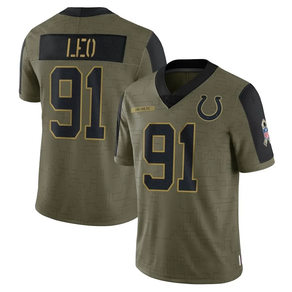 Men's Indianapolis Colts Titus Leo Nike 2021 Salute To Service Limited Olive Jersey Men's Indianapolis Colts Titus Leo Nike 2021 Salute To Service Limited Olive Jersey