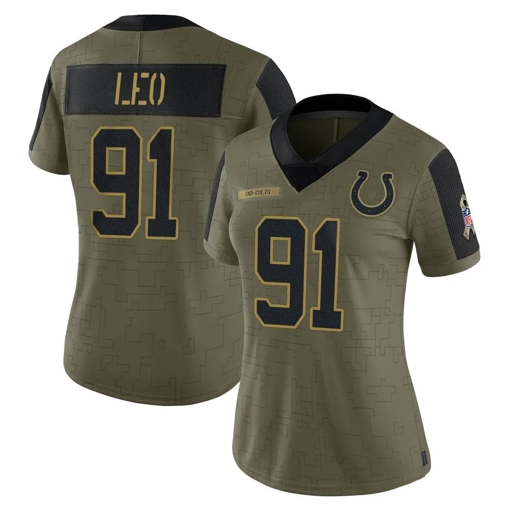 Women's Indianapolis Colts Titus Leo Nike 2021 Salute To Service Limited Olive Jersey Women's Indianapolis Colts Titus Leo Nike 2021 Salute To Service Limited Olive Jersey