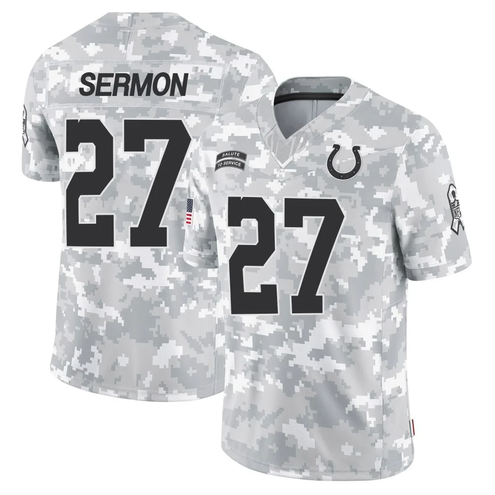 Men's Indianapolis Colts Trey Sermon Nike 2024 Salute to Service Limited Arctic Camo Jersey Men's Indianapolis Colts Trey Sermon Nike 2024 Salute to Service Limited Arctic Camo Jersey