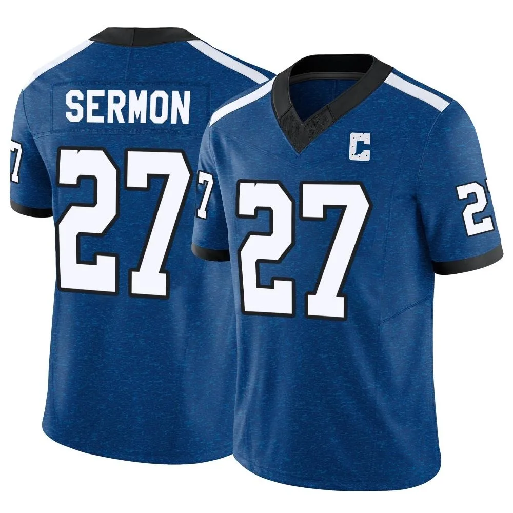 Men's Indianapolis Colts Trey Sermon Nike Indiana Nights Alternate Vapor F.U.S.E. Limited Royal Jersey Men's Indianapolis Colts Trey Sermon Nike Indiana Nights Alternate Vapor F.U.S.E. Limited Royal Jersey
