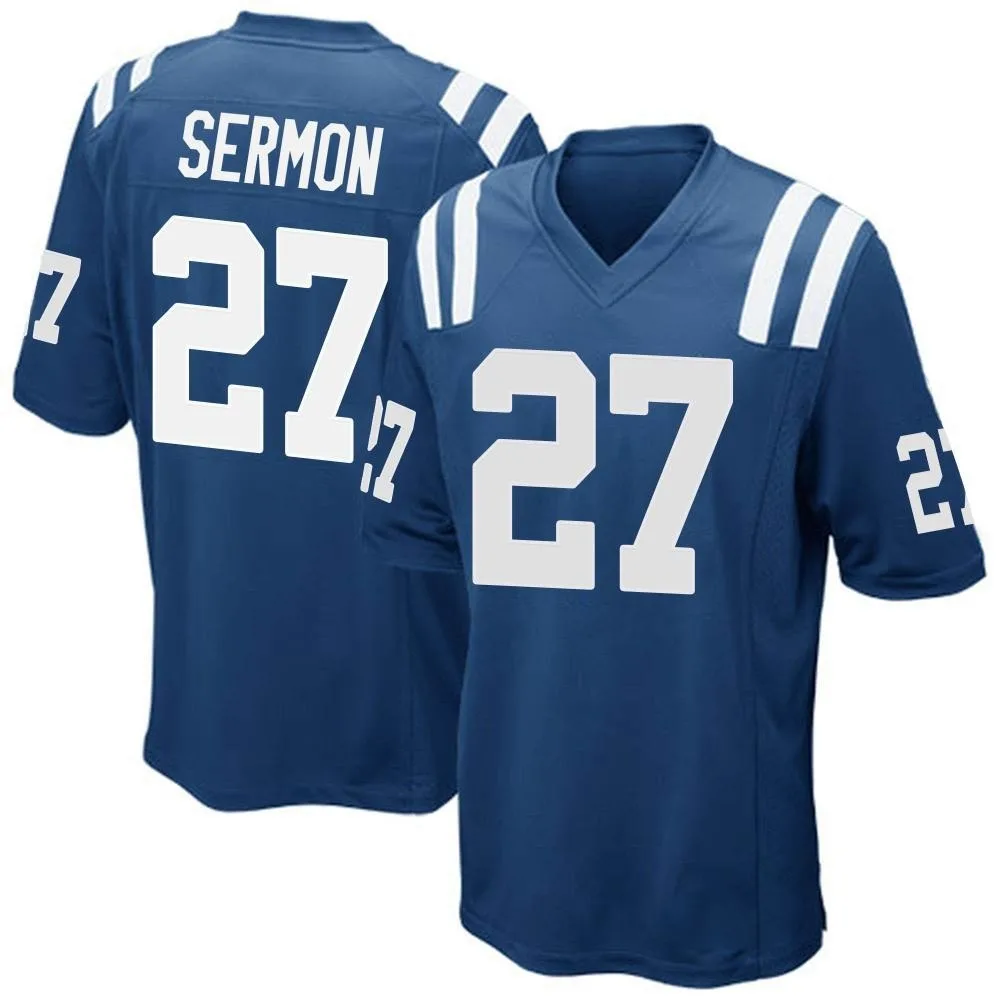 Men's Indianapolis Colts Trey Sermon Nike Team Color Game Royal Blue Jersey Men's Indianapolis Colts Trey Sermon Nike Team Color Game Royal Blue Jersey