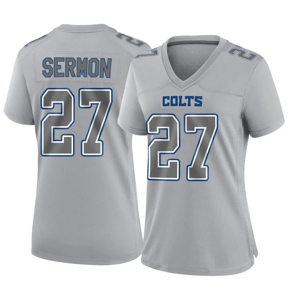 Women's Indianapolis Colts Trey Sermon Nike Atmosphere Fashion Game Gray Jersey Women's Indianapolis Colts Trey Sermon Nike Atmosphere Fashion Game Gray Jersey