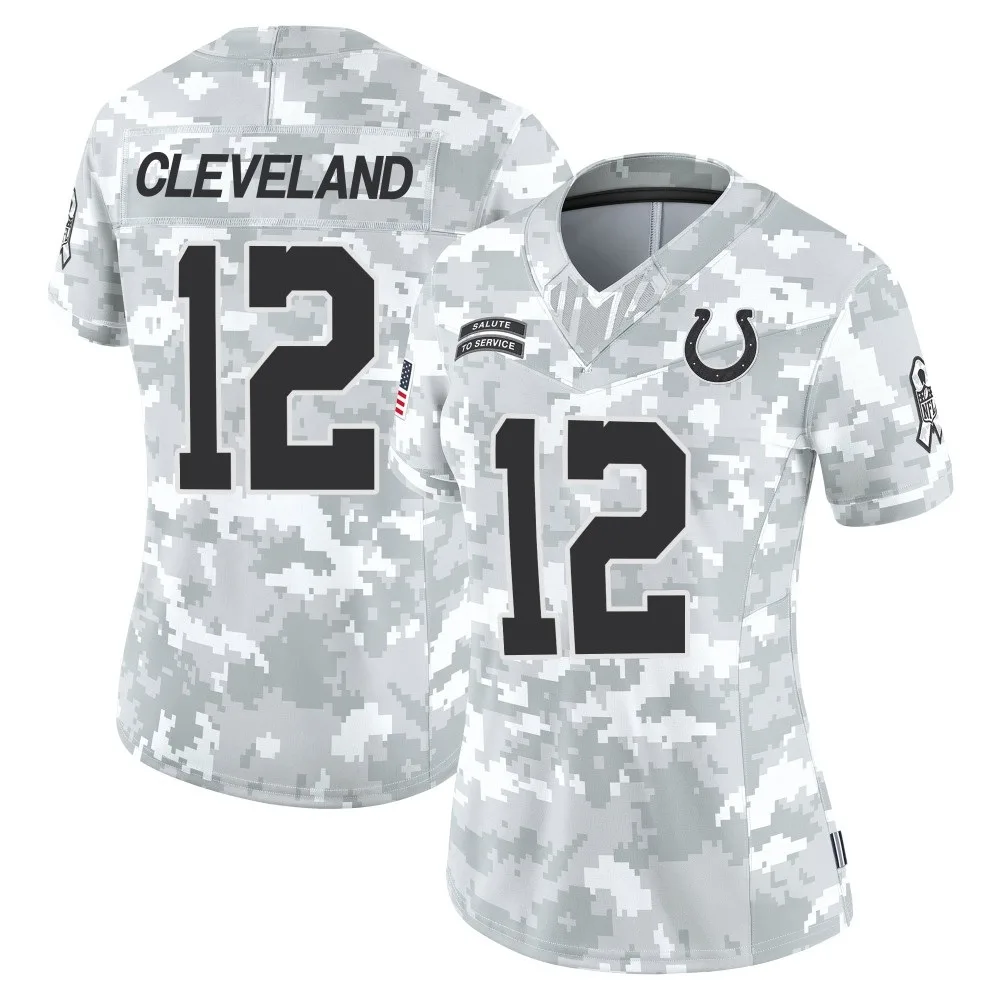 Women's Indianapolis Colts Tyrie Cleveland Nike 2024 Salute to Service Limited Arctic Camo Jersey Women's Indianapolis Colts Tyrie Cleveland Nike 2024 Salute to Service Limited Arctic Camo Jersey